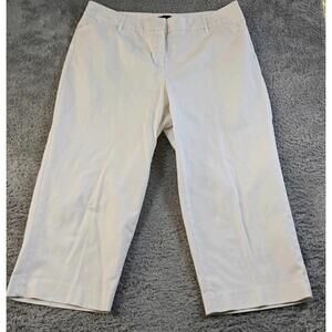 Rafaella Curvy Women's Cropped Pants Size 14 Mid Rise Straight Leg Stretch White